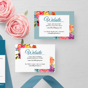 Bright Summer colourful floral Wedding Website Car Business Card