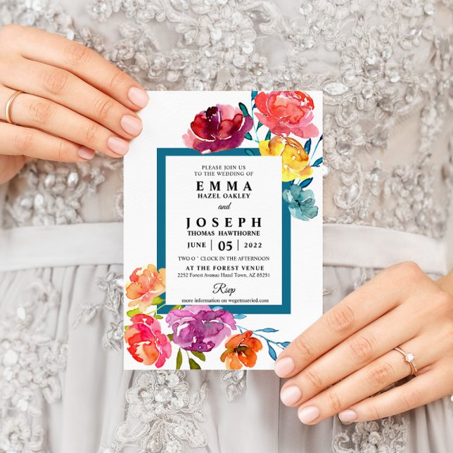 Bright Summer colourful modern floral Wedding I Invitation (Creator Uploaded)