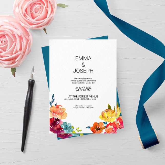 Bright Summer colourful modern floral Wedding I  Invitation (Creator Uploaded)
