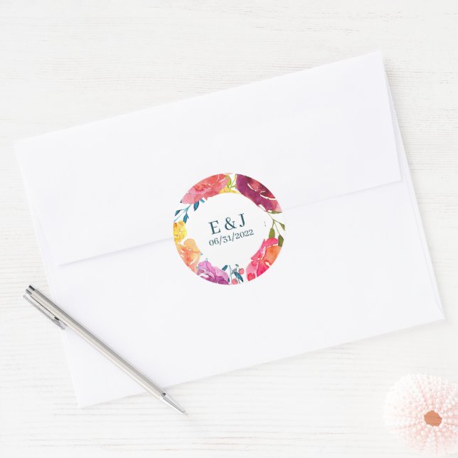 Bright Summer colourful turquoise Wedding Sticker (Envelope)