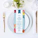 Bright Summer colourful Wedding Flat Menu<br><div class="desc">Matching elegant Wedding Flat Menu on a luxury turquoise Background. Text is fully customizable. You can find more classic or modern Versions in the Collection. Elegant Typography with hand-drawn floral Elements in bright summer colours. Background Colour is completely changeable to your preferences. Custom Template for your personal Date and Information....</div>