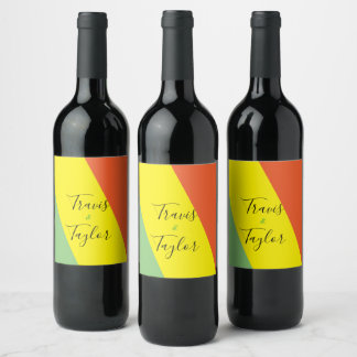 Bright Summer Colours Wedding Wine Label