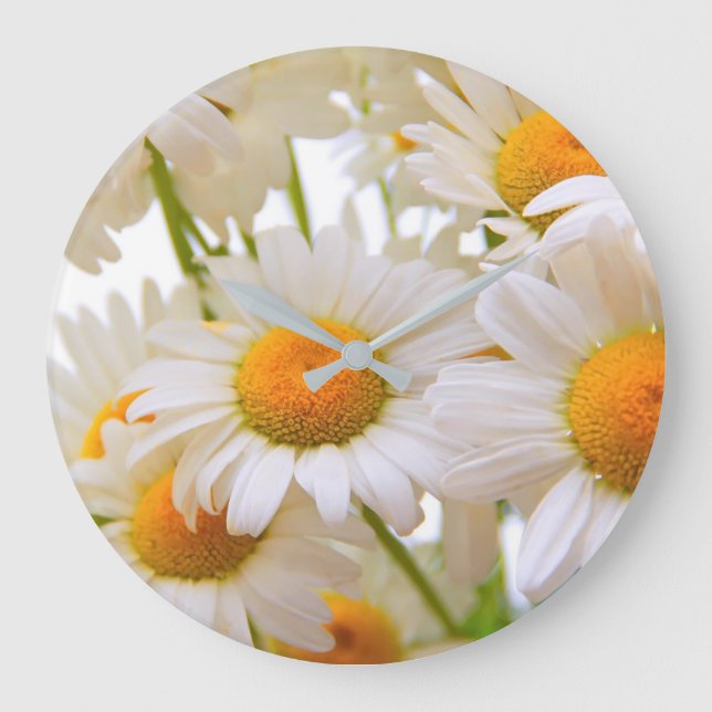 Bright Summer Daisies Flowers Large Clock (Front)