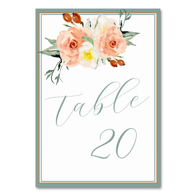 Bright Summer Flowers Reception  Table Number (Front)
