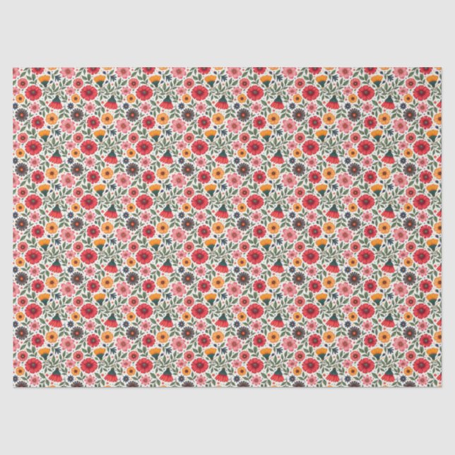 Bright Summer Flowers Tissue Paper (Front)