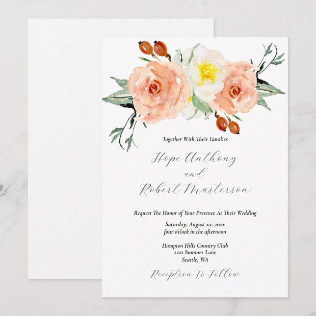 Bright Summer Flowers Wedding Invitation (Front/Back)