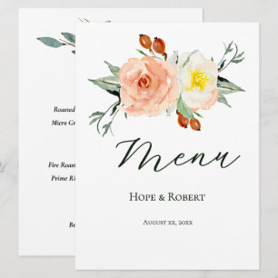 Bright Summer Flowers Wedding Reception  Menu