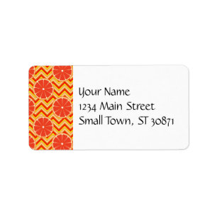 Bright Summer Grapefruit on Orange Yellow Chevron Label