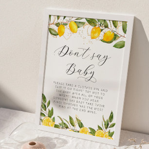 Bright Summer Lemon Baby Shower Don’t Say Baby Poster