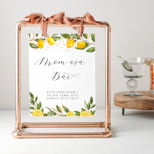 Bright Summer Lemon Baby Shower Mom-osa Bar Poster (Creator Uploaded)