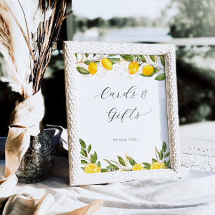 Bright Summer Lemon Bridal Shower Cards And Gifts Poster
