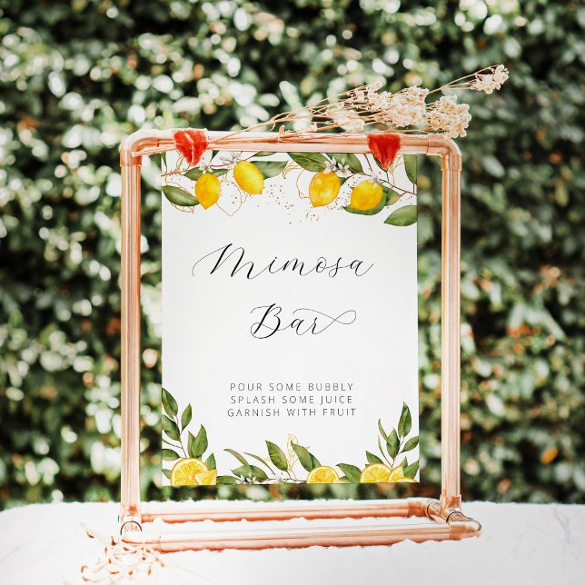 Bright Summer Lemon Bridal Shower Mimosa Bar Poster (Creator Uploaded)