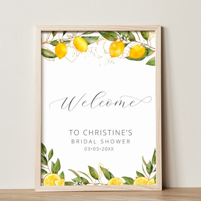Bright Summer Lemon Bridal Shower Welcome Poster (Creator Uploaded)