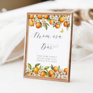 Bright Summer Oranges Baby Shower Mom-osa Bar Poster