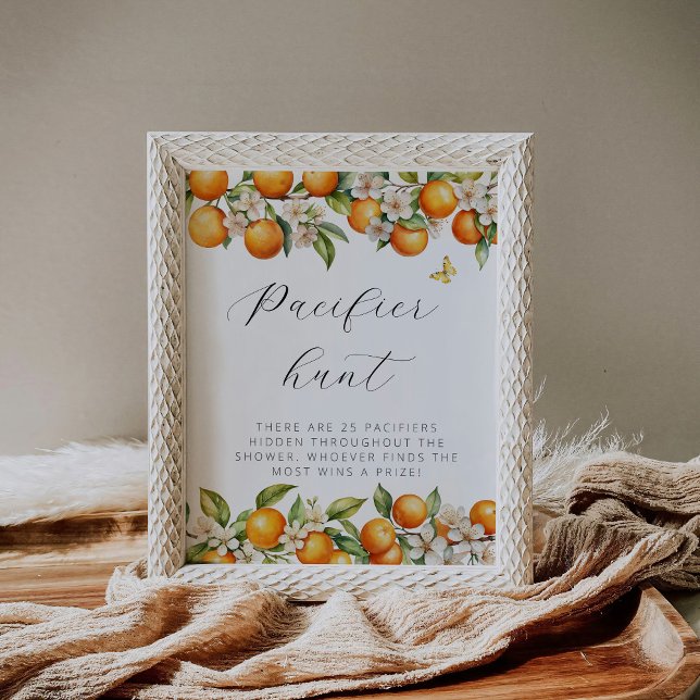 Bright Summer Oranges Baby Shower Pacifier Hunt Poster (Creator Uploaded)