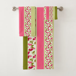 Bright summer pattern of stripes of multi-coloured bath towel set