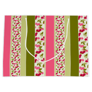 Bright summer pattern of stripes of multi-coloured large gift bag