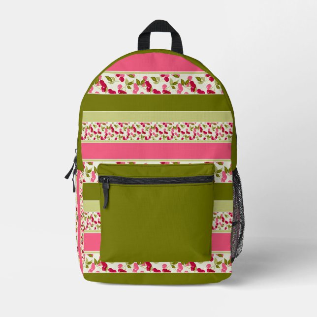 Bright summer pattern of stripes of multi-coloured printed backpack (Front)