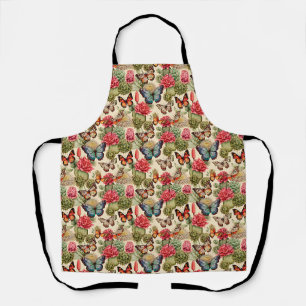 Bright summer pattern with butterflies and cacti Apron
