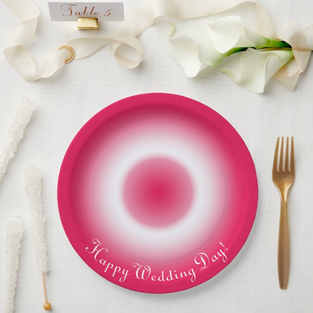 Bright summer red and white gradient ombre paper plate (Wedding)