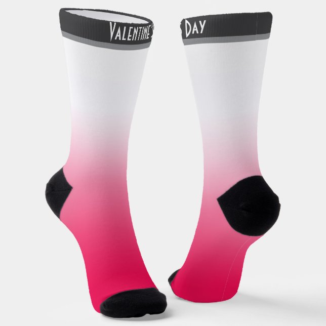 Bright summer red and white gradient ombre socks (Angled)