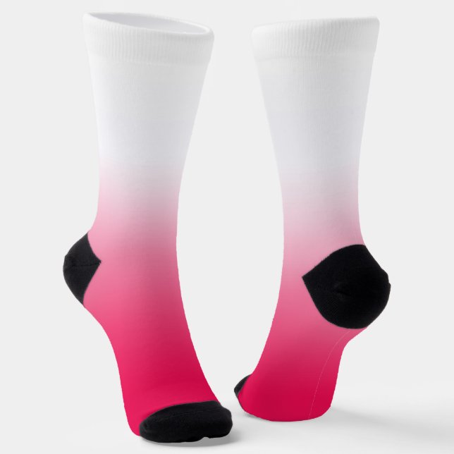 Bright summer red and white gradient ombre socks (Angled)