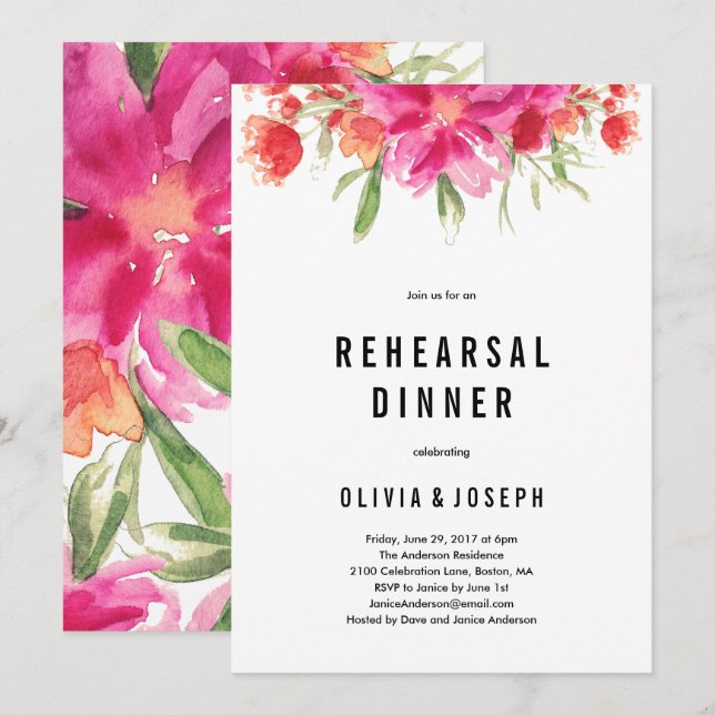 Bright Summer Rehearsal Dinner Invitation (Front/Back)