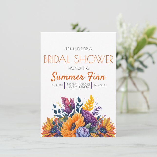 Bright Summer Sunflower Bridal Shower Invite (Standing Front)