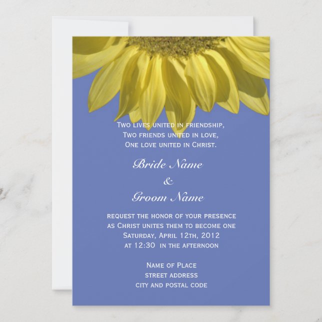 Bright summer sunflower flower Christian wedding Invitation (Front)