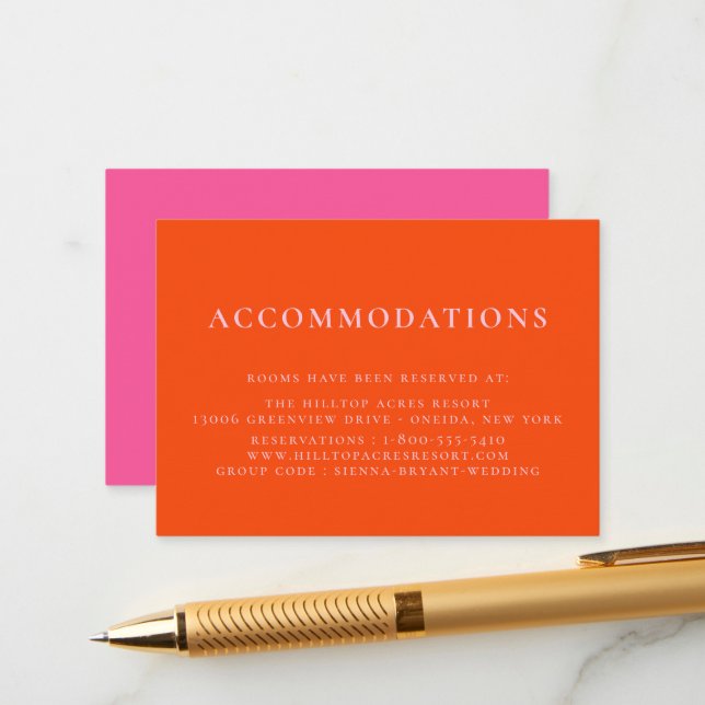 Bright Summer Wedding Accommodations Enclosure Card (Front/Back In Situ)