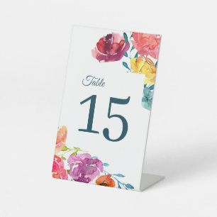 Bright Summer Wedding Pedestal Table Number Sign