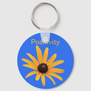 Bright Sun Yellow Petals on Royal Blue Keychain