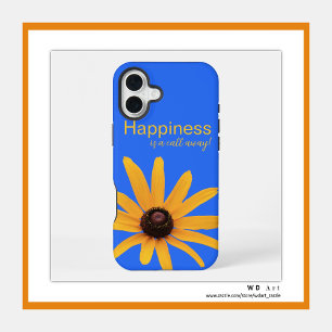 Bright Sun Yellow Petals, Royal Blue Personalized iPhone 16 Plus Case