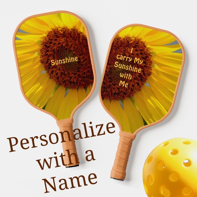 Bright Sunflower Botanical Floral Personalized Pickleball Paddle (Creator Uploaded)