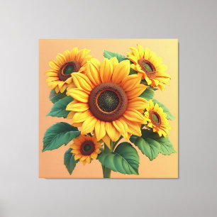Bright Sunflower Bouquet Sculpture Canvas Print