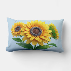 Bright Sunflower Bouquet Sculpture Lumbar Pillow
