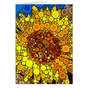Bright Sunflower Circle Mosaic Digital Art Print