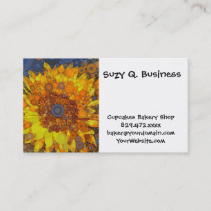 Bright Sunflower Circle Mosaic Digital Art Print Business Card