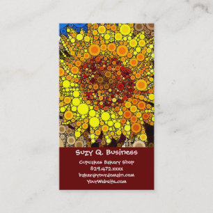 Bright Sunflower Circle Mosaic Digital Art Print Business Card