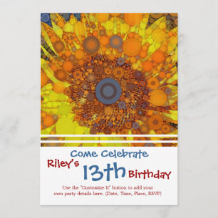Bright Sunflower Circle Mosaic Digital Art Print Invitation