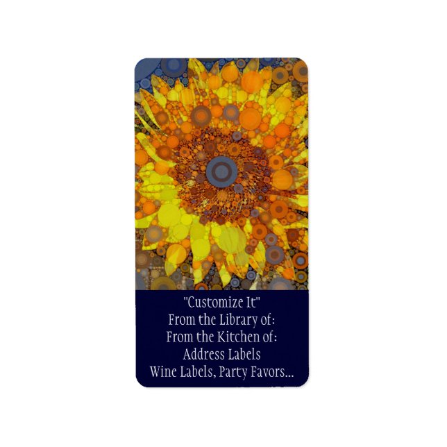 Bright Sunflower Circle Mosaic Digital Art Print Label (Front)