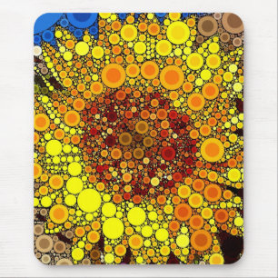 Bright Sunflower Circle Mosaic Digital Art Print Mouse Pad