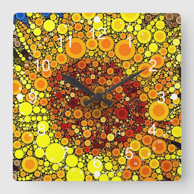 Bright Sunflower Circle Mosaic Digital Art Print Square Wall Clock (Front)