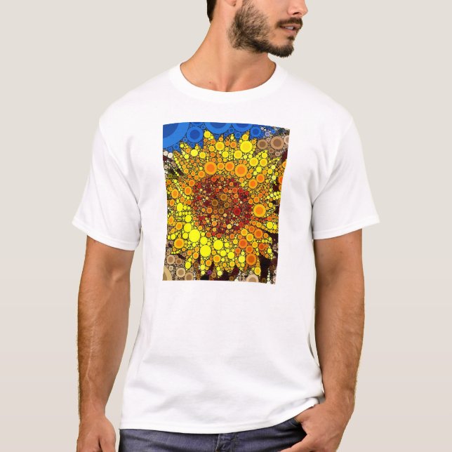 Bright Sunflower Circle Mosaic Digital Art Print T-Shirt (Front)