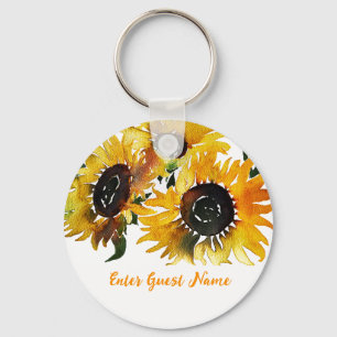 Bright sunflower fabulous 50 birthday keychain
