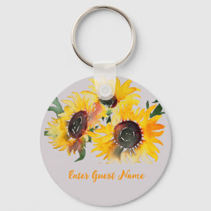 Bright sunflower fabulous 50 birthday keychain