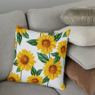 Bright Sunflower Garden - Fresh Floral Decor Throw Pillow