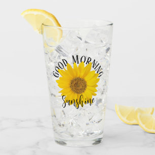 Bright Sunflower Good Morning Sunshine Glass