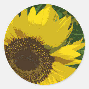 Bright Sunflower Macro Bold Yellow Petals Floral  Classic Round Sticker