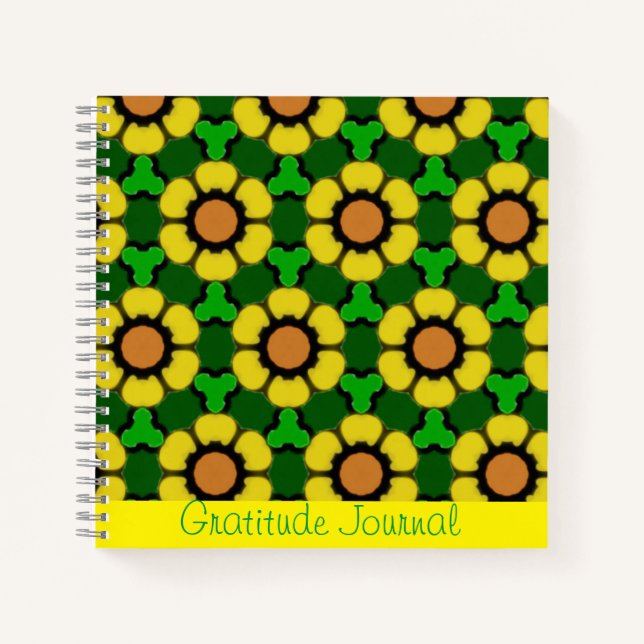 Bright Sunflower Pattern Gratitude Journal (Front)